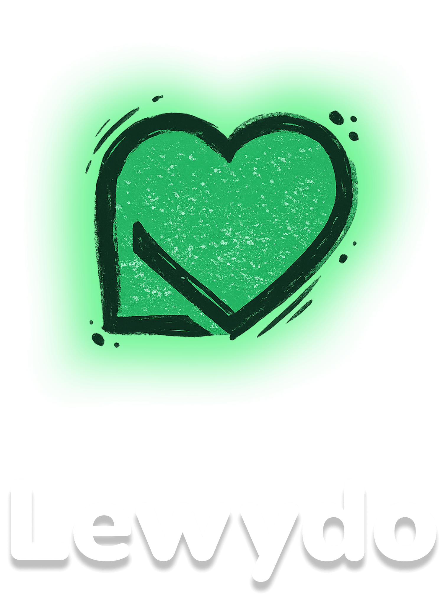 Lewydo — glowing green heart logo